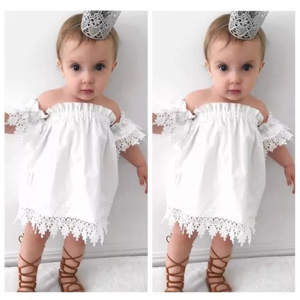 Off shoulder Toddler Dress with white Croc…